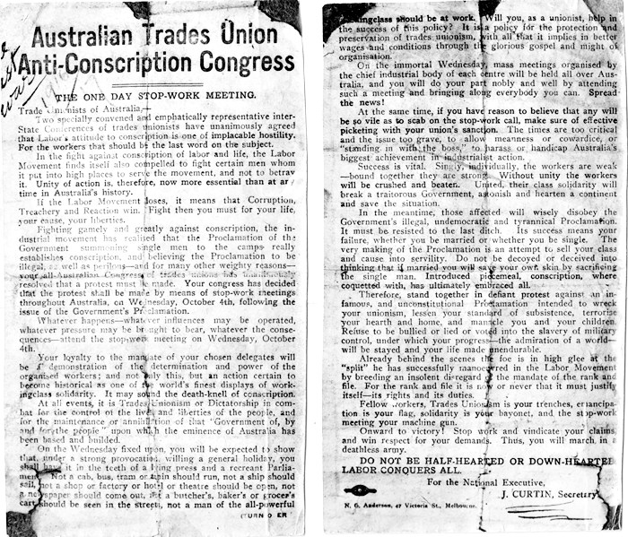 Anti-conscription stop work leaflet